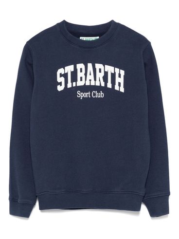 MC2 SAINT BARTH - Felpa Hutton in cotone blu con logo bianco