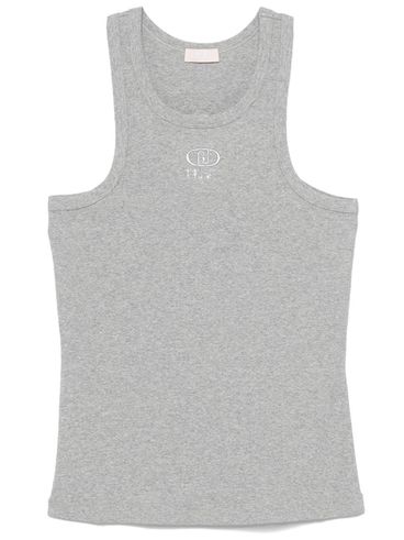 LIU JO - Top in cotone grigio con logo