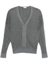 liu jo - Maglione grigio lurex con scollo a V