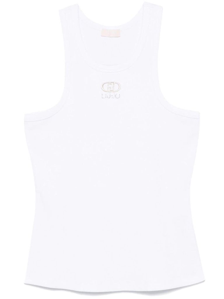 Shop Liu •jo White Cotton Top With Logo