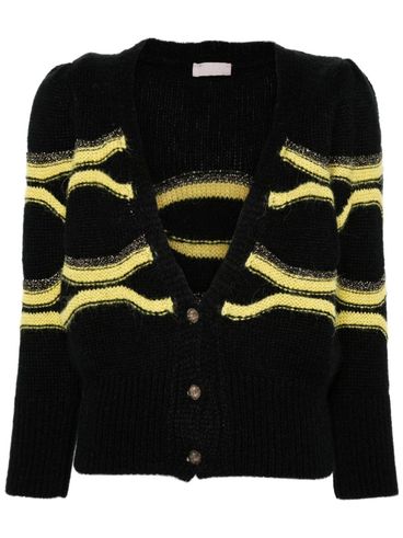 LIU JO - Cardigan nero con righe gialle