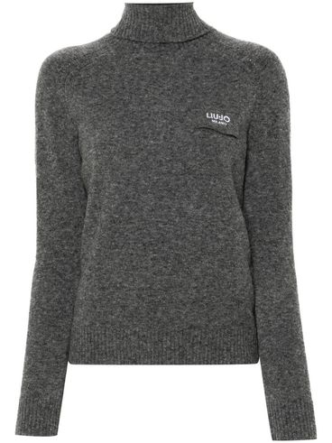 LIU JO - Grey turtleneck top with logo