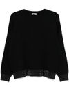 liu jo - Black crewneck sweater with rhinestones