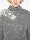 liu jo - Grey turtleneck sweater with inserts - 2