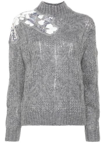 LIU JO - Grey turtleneck sweater with inserts