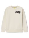 off-white - Felpa in cotone bianco con logo