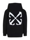 off-white - Felpa in cotone nero con cappuccio e logo - 2