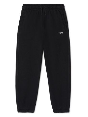 OFF-WHITE - Pantaloni tuta in cotone nero con logo bianco