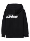 off-white - Felpa in cotone nero con cappuccio e logo bianco - 1