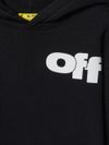 off-white - Felpa in cotone nero con cappuccio e logo bianco - 2