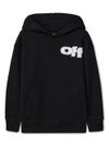 off-white - Felpa in cotone nero con cappuccio e logo bianco