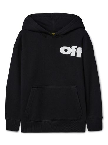 OFF-WHITE - Felpa in cotone nero con cappuccio e logo bianco