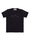 stone island - T-shirt in cotone nero con logo