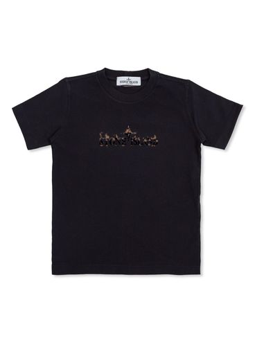 STONE ISLAND - T-shirt in cotone nero con logo