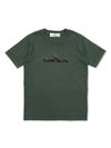 stone island - T-shirt in cotone verde con logo