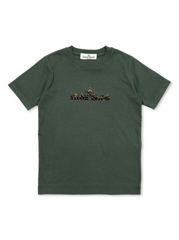 STONE ISLAND - T-shirt in cotone verde con logo