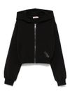 liu jo - Black cotton hoodie with logo embroidery