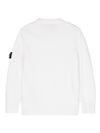 stone island - Maglione in lana bianca girocollo con patch logo - 2