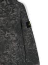 stone island - Felpa in cotone grigio con motivo e patch logo - 1