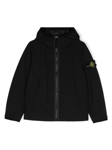 STONE ISLAND - Giacca corta nera con logo