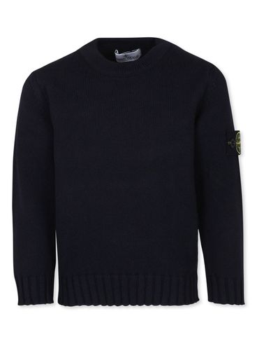 STONE ISLAND - Maglione in cotone blu navy