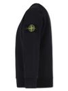 stone island - Felpa in cotone nero girocollo con patch logo - 2