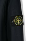 stone island - Felpa in cotone blu girocollo con patch logo - 1