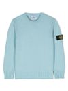 stone island - Maglione in cotone celeste girocollo