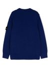 stone island - Maglione in lana blu girocollo con patch logo - 2