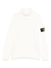 stone island - Maglione in cotone bianco a collo alto