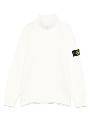 STONE ISLAND - Maglione in cotone bianco a collo alto