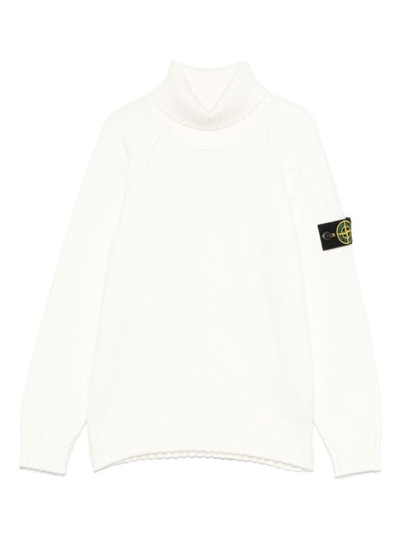 Turtleneck Stone Island Collo Alto White Sweater For Man STONE