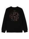 stone island - Felpa in cotone nero con stampa logo - 1