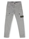 stone island - Pantaloni in cotone grigio con tasche e patch logo