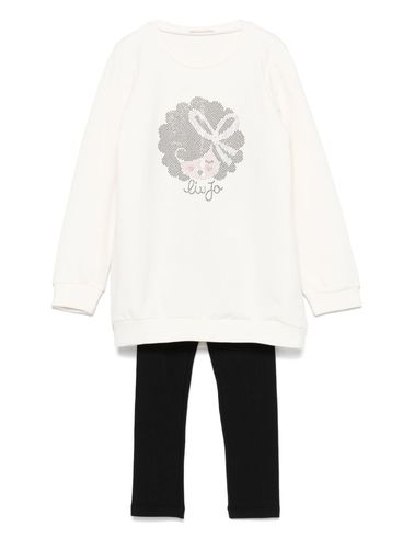 LIU JO - White sweatshirt tracksuit set with black cotton leggings