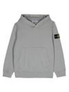 stone island - Felpa in cotone grigio con tasca a marsupio