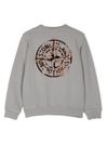 stone island - Felpa in cotone grigio con stampa logo - 2