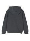 stone island - Felpa in cotone grigio con cappuccio e zip - 1