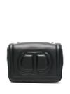 twinset - Borsa in pelle sintetica nera con logo - 3