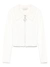 twinset - Cardigan bianco con zip e pelliccia