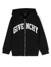 givenchy - Felpa in cotone nero con cappuccio e zip