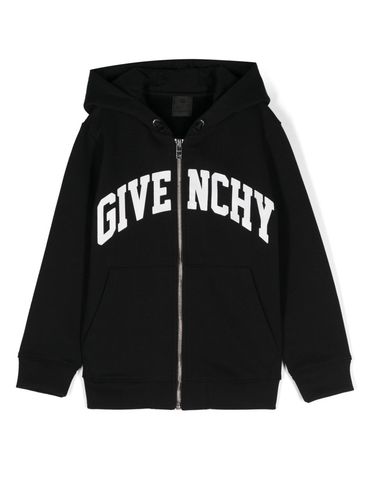 GIVENCHY - Felpa in cotone nero con cappuccio e zip