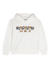 moschino - Felpa in cotone bianco con logo e stampa orsi