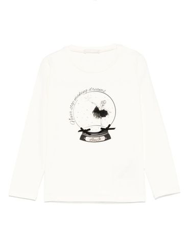 LIU JO - T-shirt in cotone bianco con stampa ballerina