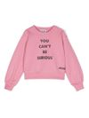 moschino - Felpa in cotone rosa con scritta