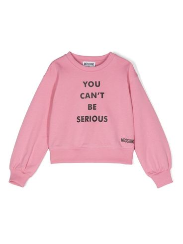 MOSCHINO - Felpa in cotone rosa con scritta