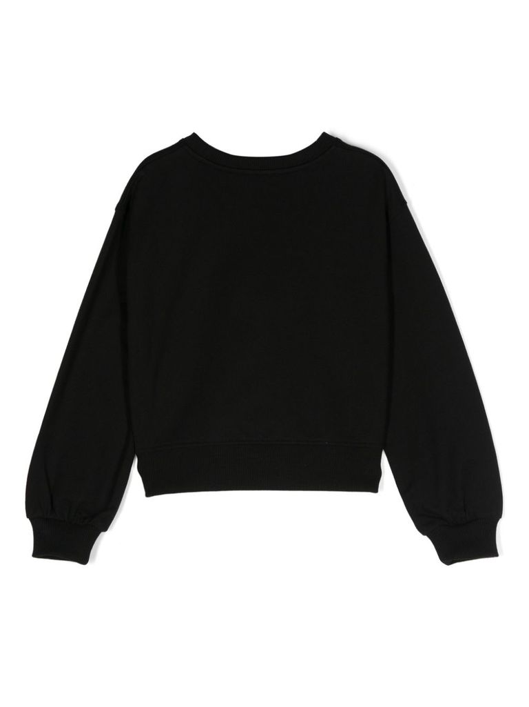 スウェット・トレーナー Moschino Black Polyester Blend Sweatshirt Black cotton sweatshirt with text