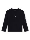 givenchy - T-shirt in cotone nero a maniche lunghe con logo bianco