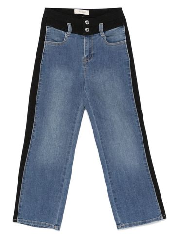 TWINSET - Jeans lunghi blu denim e nero a palazzo