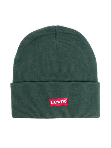 LEVI'S - Berretto a costine verde con ricamo logo